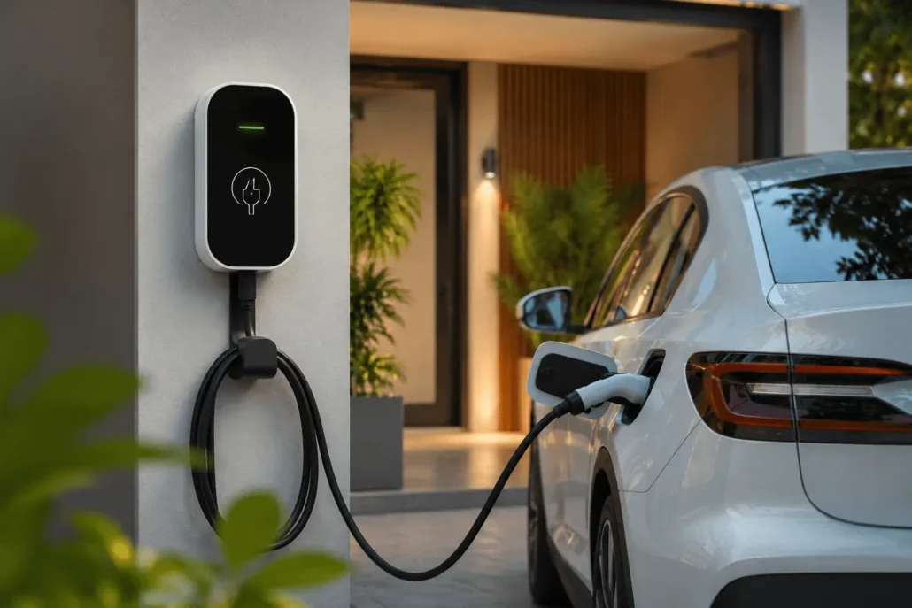 An EV charger installed at a home by Reimer Home Services