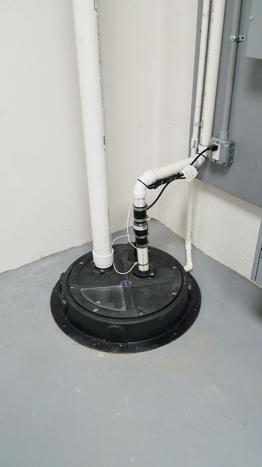 sump pump installed